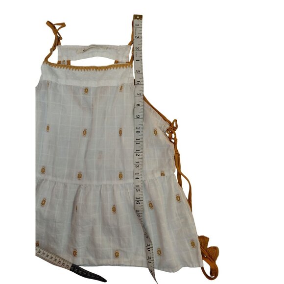 The Impeccable Pig Womens Sleeveless Peplum Top M White & Mustard Embroidered - Picture 5 of 9